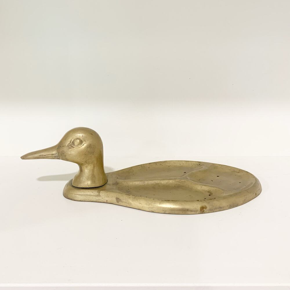 Vintage Brass Duck Trinket Tray Valet Dresser MCM Decor
